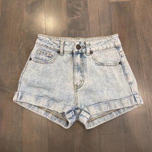 Pacsun Bullhead Blue Light Wash High Rise Denim Mom Shorts